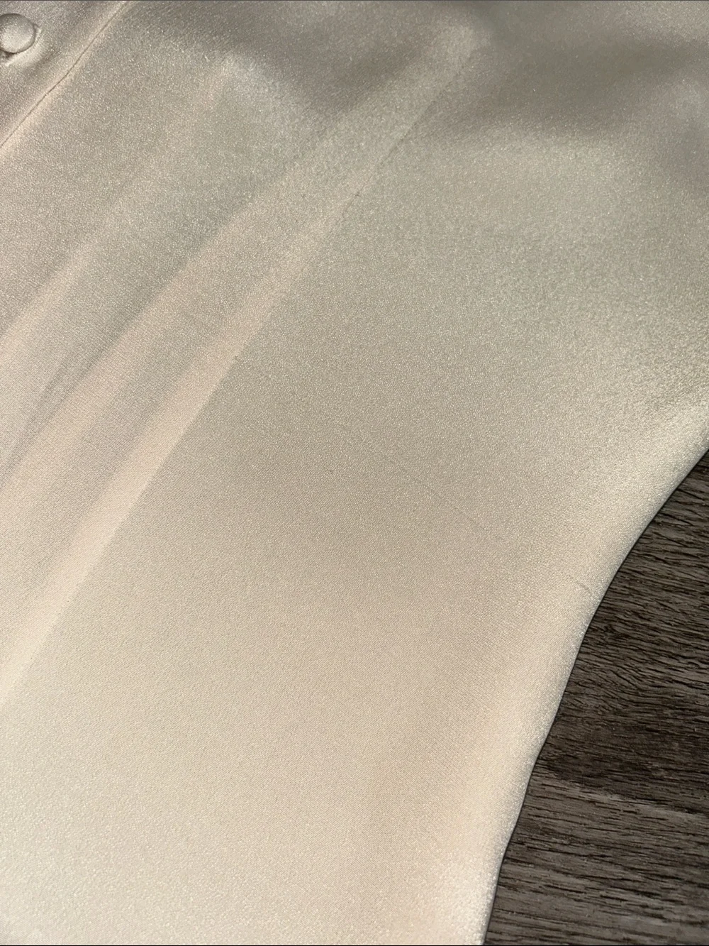 INC 100% Silk Ivory Covered Button Satin Blouse Women’s Size 10 Career